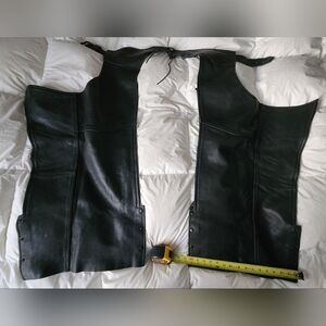 Medium Black Flare Leather Motorcycle Chaps